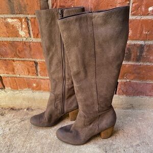 BP Womens 6 Brown Suede Leather Zip Up Tall Boots